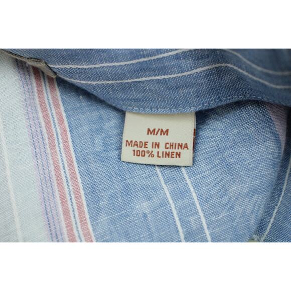 Tommy Bahama Shirt Mens Medium Stripped 100% Linen Long Sleeve Button Up - Picture 5 of 7